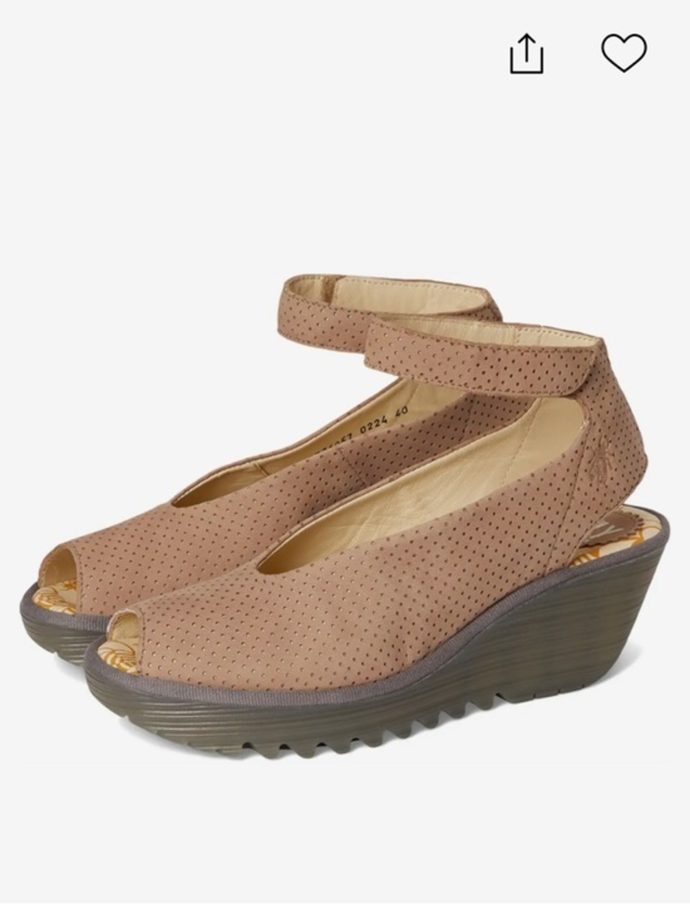 Fly London Peep-Toe Ankle Strap suede leather Sandal in pink size 39 US 8-8.5
